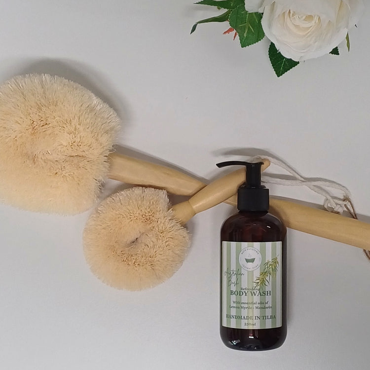 Our essential oil-infused Body Wash blends the zesty freshness of lemon myrtle with the sweet citrus burst of mandarin, leaving your skin refreshed.
