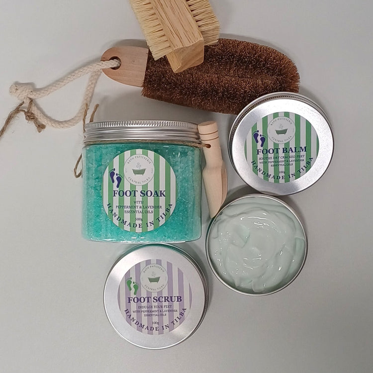 Soothe & revitalise tired, sore aching feet with our exclusive Tilba foot range. STEP 1- FOOT SOAK To relax & revitalise STEP 2 - FOOT SCRUB To exfoliate & soften STEP 3 - FOOT BALM To soothe & moisturise