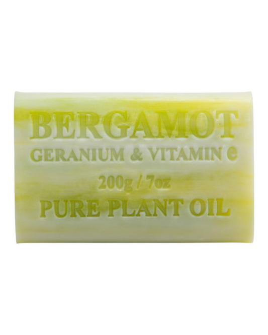 Bergamot & Geranium scented - green colour bar of soap - unwrapped 