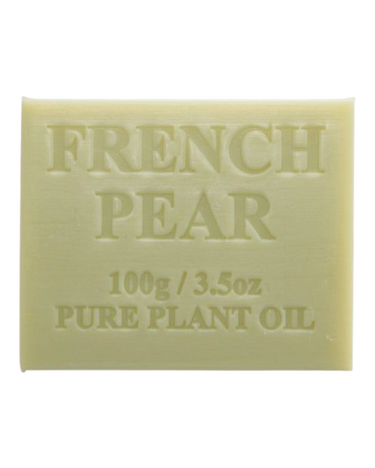 French Pear scented - green colour bar of soap - unwrapped 
