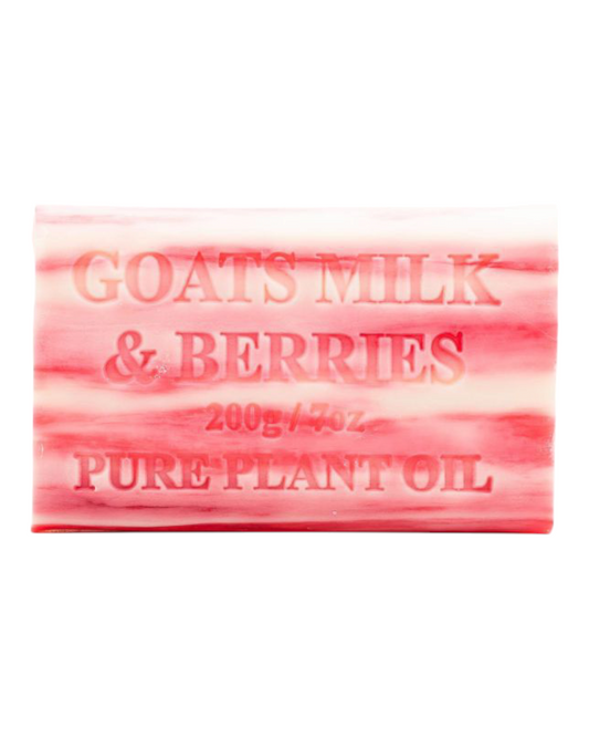 Berry scented - pink colour bar of goats milk soap - unwrapped 