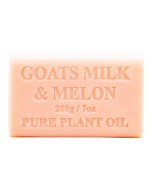 Melon scented - pink colour bar of goats milk soap - unwrapped 