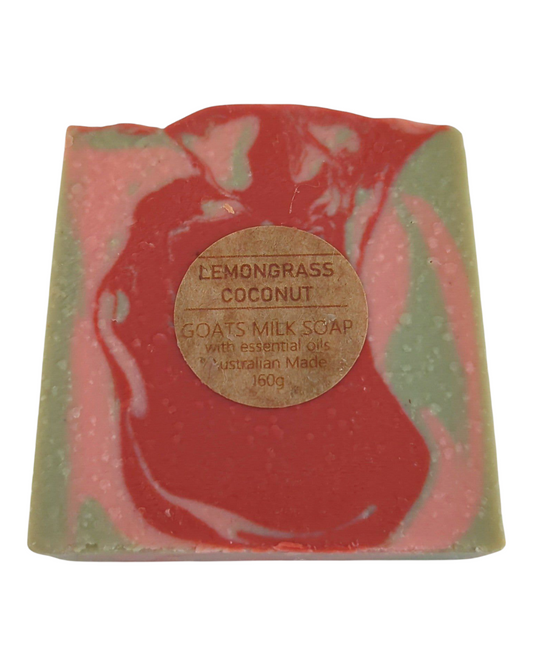 Lemongrass & Coconut scented goats milk soap bar with swirl pattern