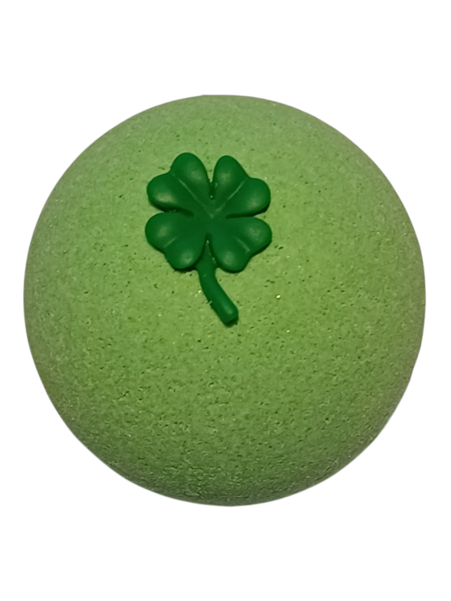 Green ball with a four-leaf clover design