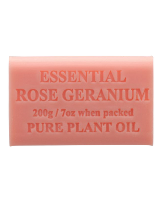 Rose Geranium scented - pink colour bar of soap - unwrapped 