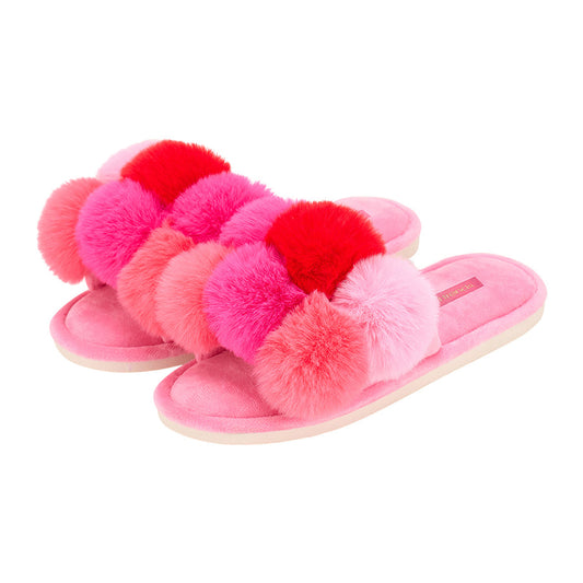 Pom Pom Luxe Slippers - Multi Pink